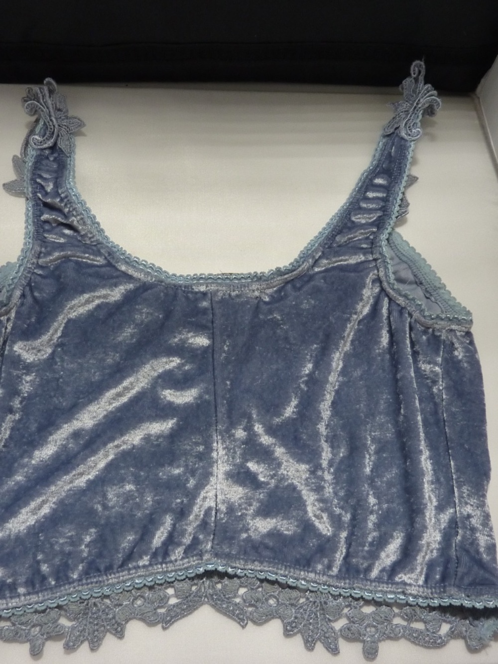 Claire Pettibone Lacy Floral VELOUR Camisole Only BLUE  Size S  Vintage - Picture 5 of 6